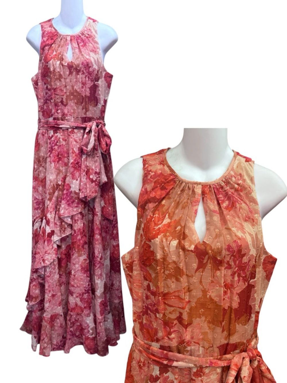 Alex Marie Satin Lined Dress in Peach/Orange, Wedding Guest, Sz 8, EUC